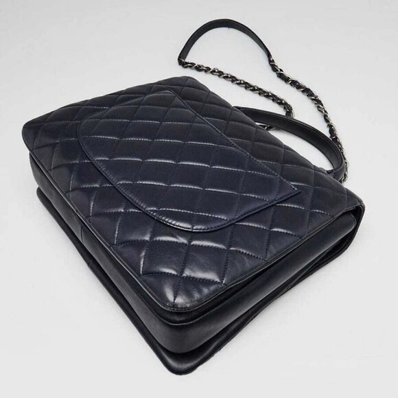Chanel Navy Blue Quilted Lambskin Leather Large Trendy Bag - Picture 3 of 11